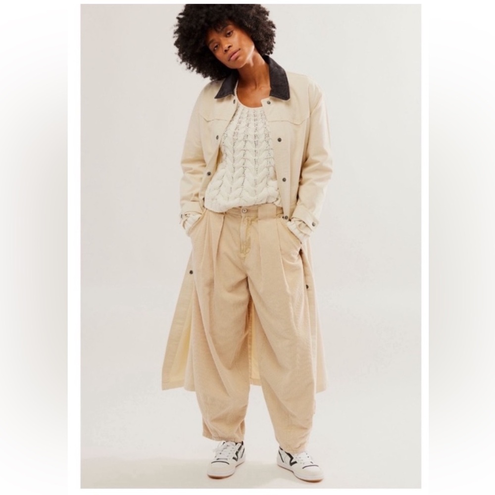 Free People size XS Hunter Duster barn jacket inseam pastry cream